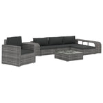 8 Piece Garden Lounge Set with Cushions Poly Rattan Grey