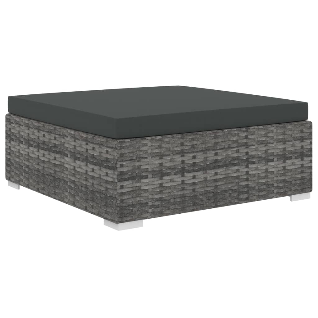 8 Piece Garden Lounge Set with Cushions Poly Rattan Grey - 140×35×45cm