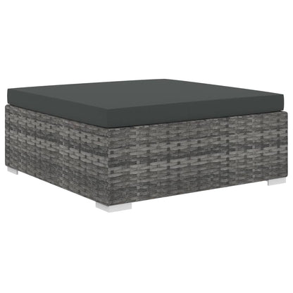 8 Piece Garden Lounge Set with Cushions Poly Rattan Grey - 140×35×45cm