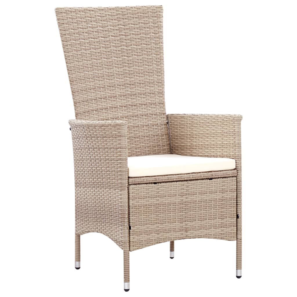 7 Piece Outdoor Dining Set with Cushions Poly Rattan Beige