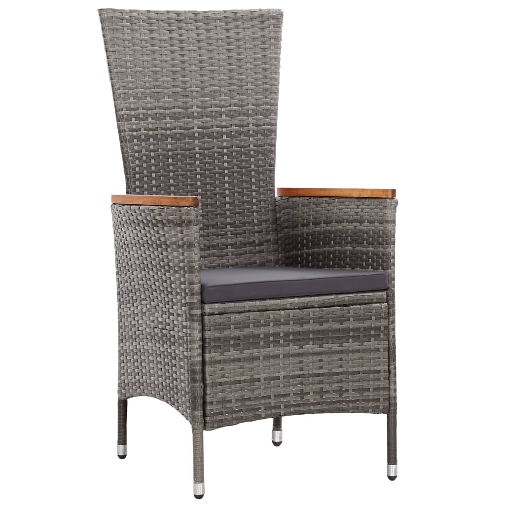 9 Piece Outdoor Dining Set with Cushions Poly Rattan Grey - 58×62×108cm