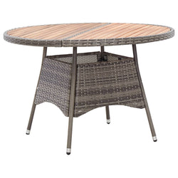 Garden Table Grey 115x74 cm Poly Rattan and Acacia Wood