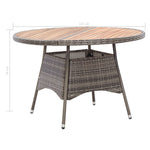 Garden Table Grey 115x74 cm Poly Rattan and Acacia Wood