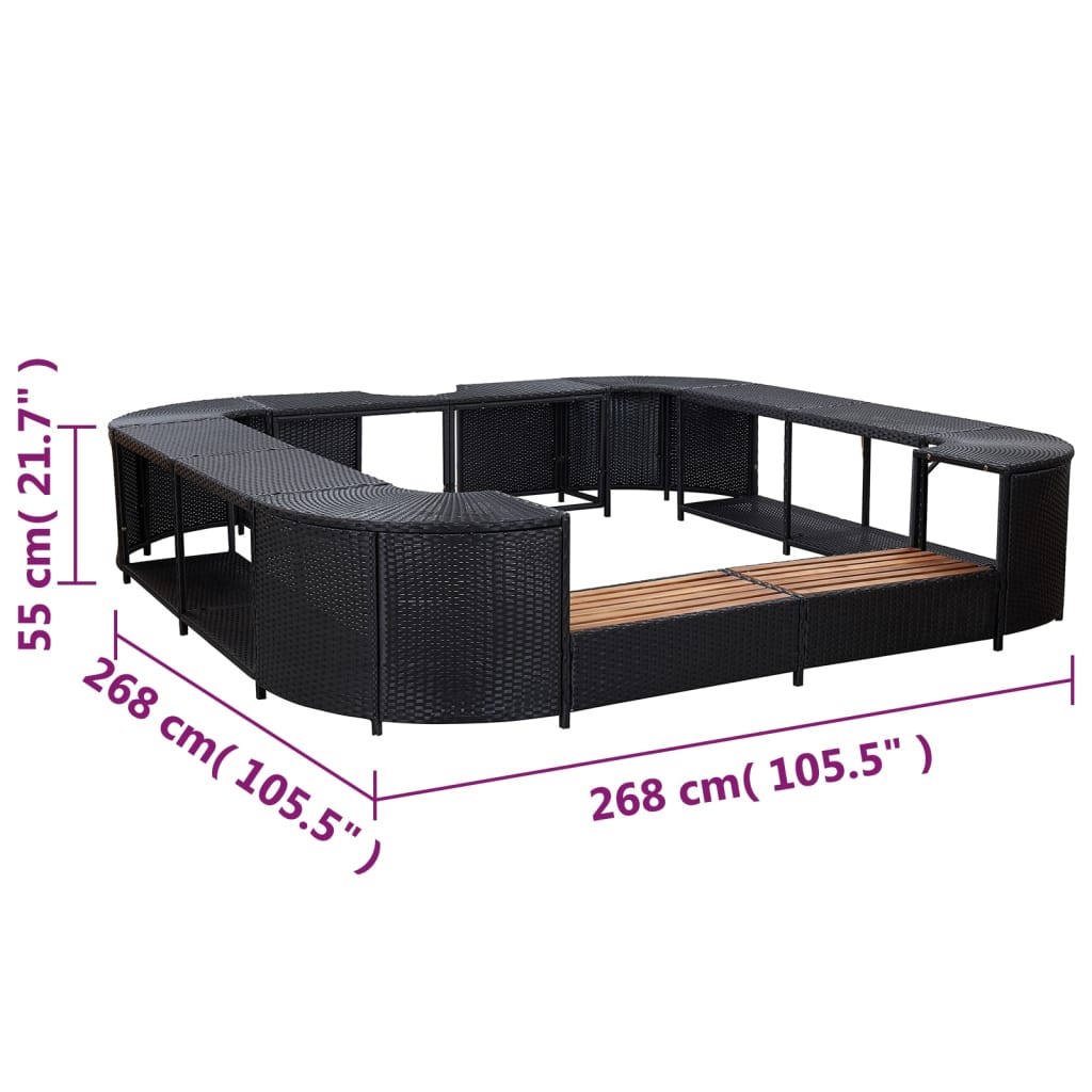 Square Spa Surround Poly Rattan Steps | HomeAndLiving