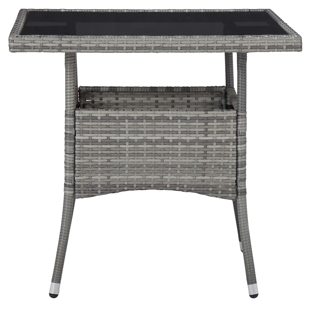 5 Piece Outdoor Dining Set Grey Poly Rattan and Glass - 52×57×84cm