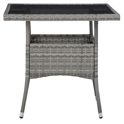 5 Piece Outdoor Dining Set Grey Poly Rattan and Glass - 52×57×84cm