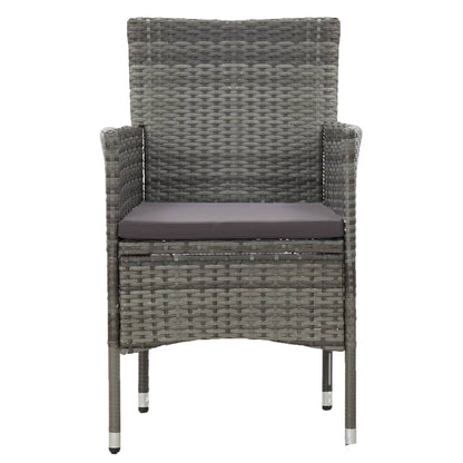 5 Piece Outdoor Dining Set Grey Poly Rattan and Glass - 52×57×84cm