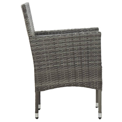 5 Piece Outdoor Dining Set Grey Poly Rattan and Glass - 52×57×84cm