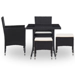 5 Piece Outdoor Dining Set Black Poly Rattan and Glass