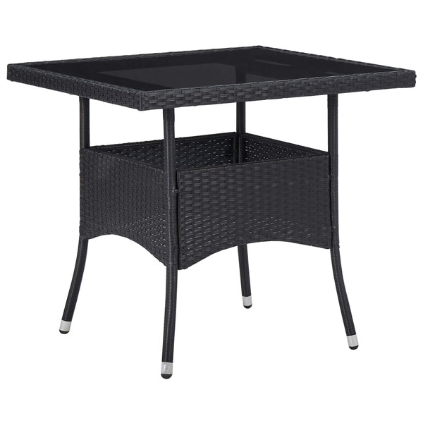  Outdoor Dining Table Black Poly Rattan and Glass