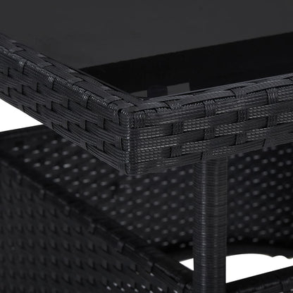 Outdoor Dining Table Black Poly Rattan and Glass - 80×80×75cm