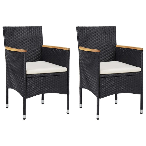  Garden Dining Chairs 2 pcs Poly Rattan Black