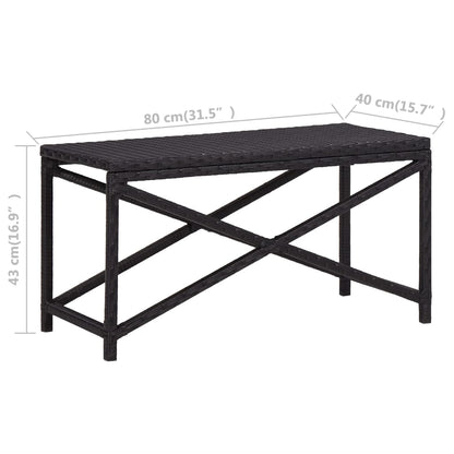 Garden Bench 80 cm Poly Rattan Black - 80×40×43cm