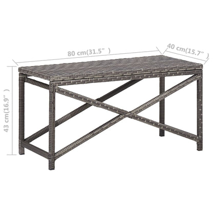 Garden Bench 80 cm Poly Rattan Grey - 80×40×43cm