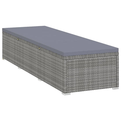 Sun Lounger with Cushion Poly Rattan Grey - 195×60×31cm