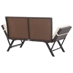 Garden Bench with Cushions 176 cm Brown Poly Rattan