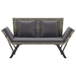 Garden Bench with Cushions 176 cm Grey Poly Rattan