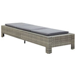 Sunbed with Cushion Grey Poly Rattan