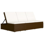 Convertible Sun Bed with Cushion Poly Rattan Brown