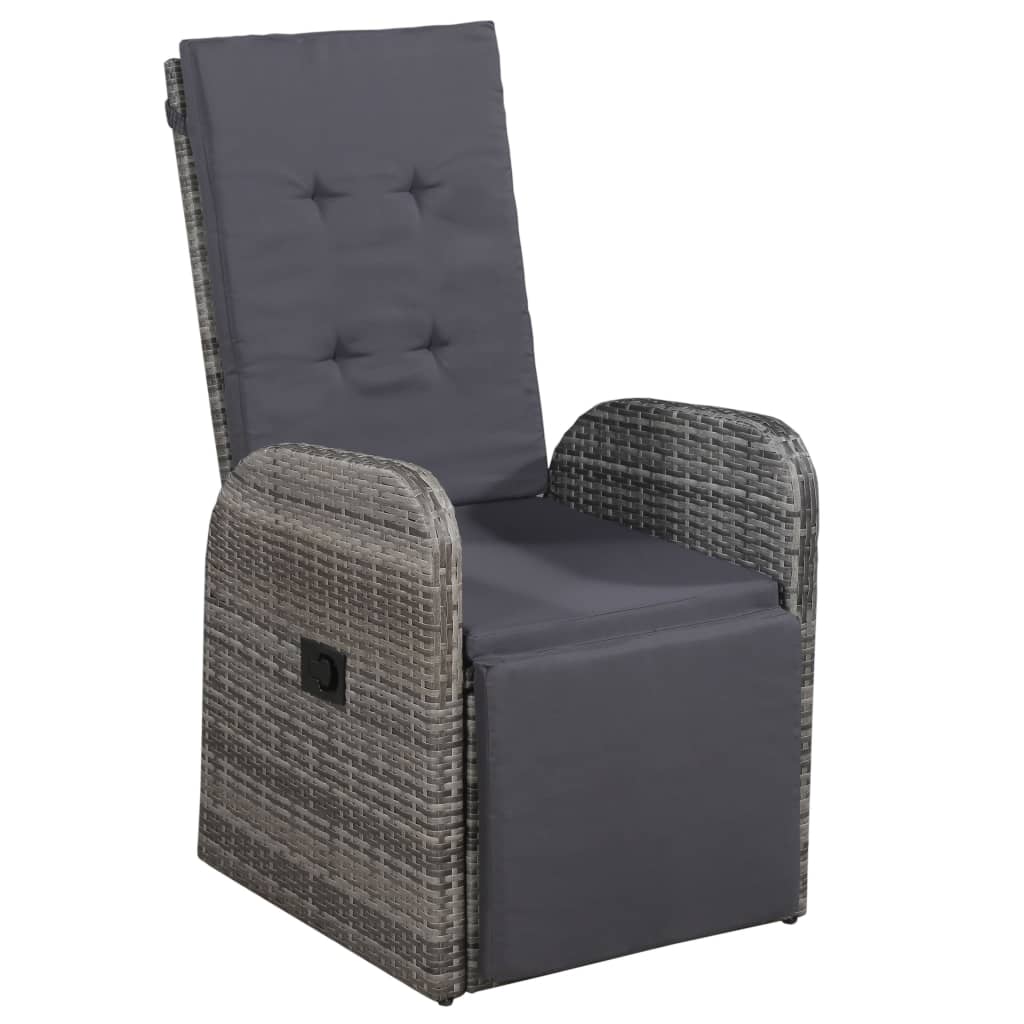 3 Piece Bistro Set with Cushions Poly Rattan Grey - 45×45×40cm
