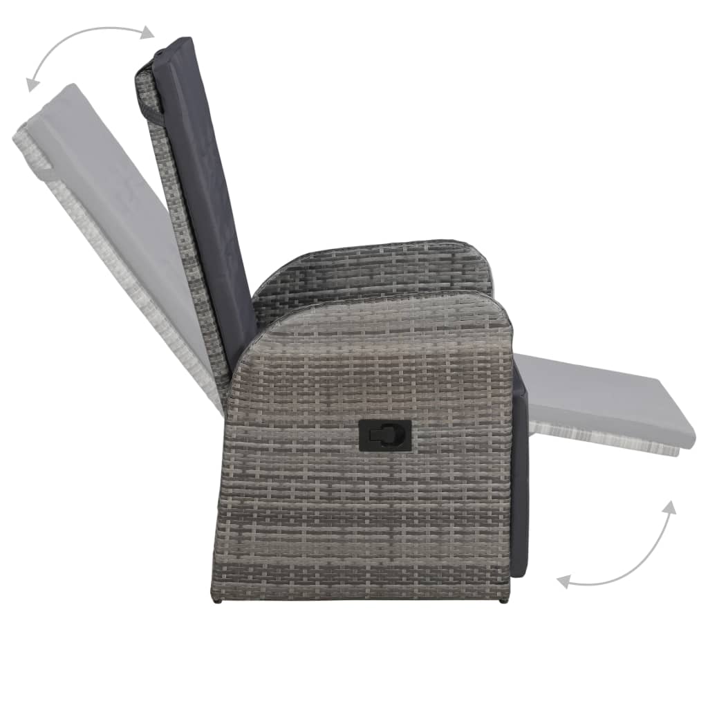3 Piece Bistro Set with Cushions Poly Rattan Grey - 45×45×40cm