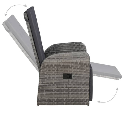 3 Piece Bistro Set with Cushions Poly Rattan Grey - 45×45×40cm