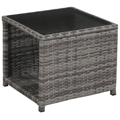 3 Piece Bistro Set with Cushions Poly Rattan Grey - 45×45×40cm