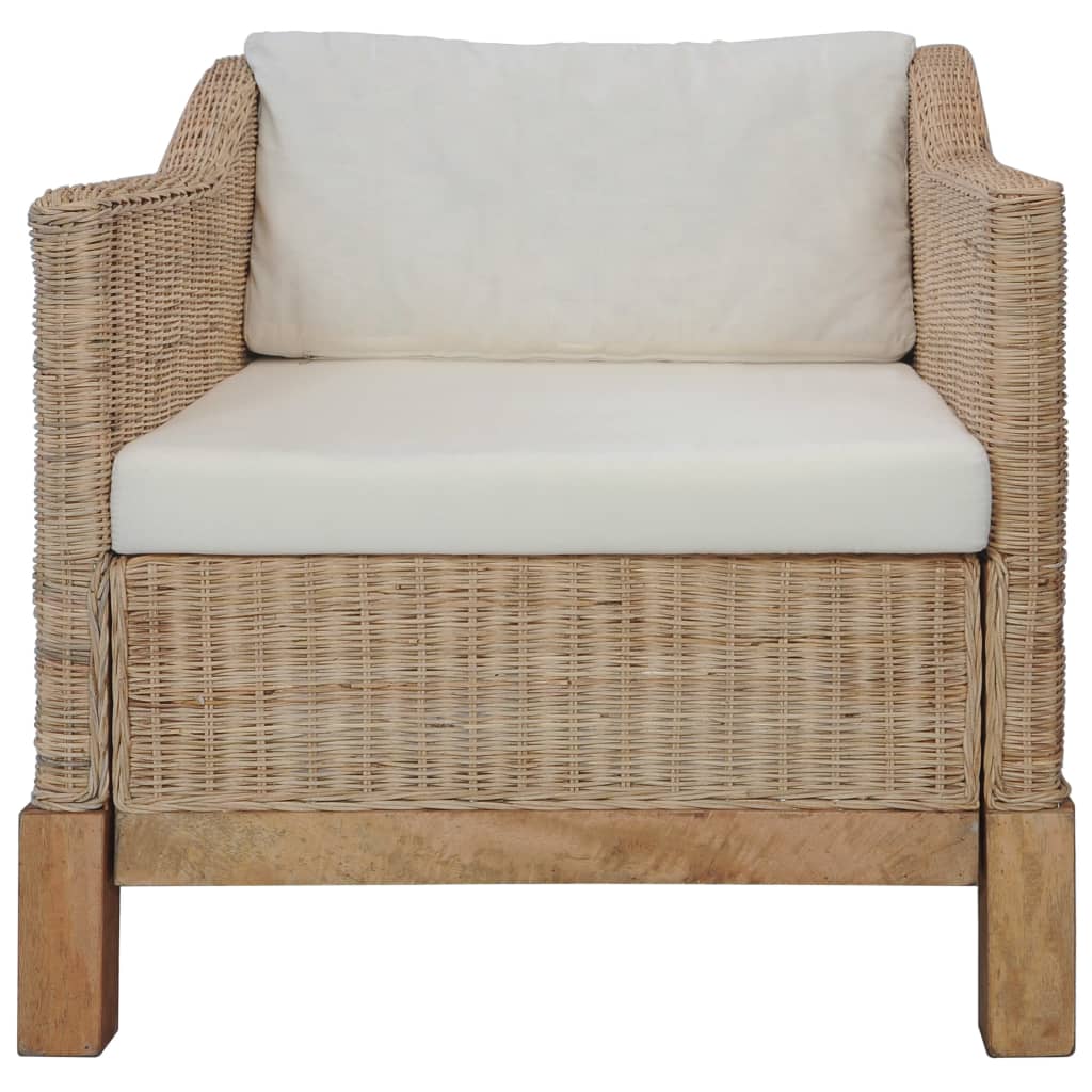 2 Piece Sofa Set with Cushions Natural Rattan
