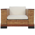 2 Piece Sofa Set with Cushions Brown Natural Rattan
