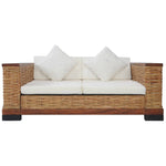 2 Piece Sofa Set with Cushions Brown Natural Rattan
