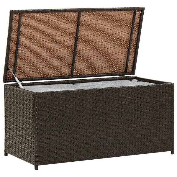  Garden Storage Box Poly Rattan Brown