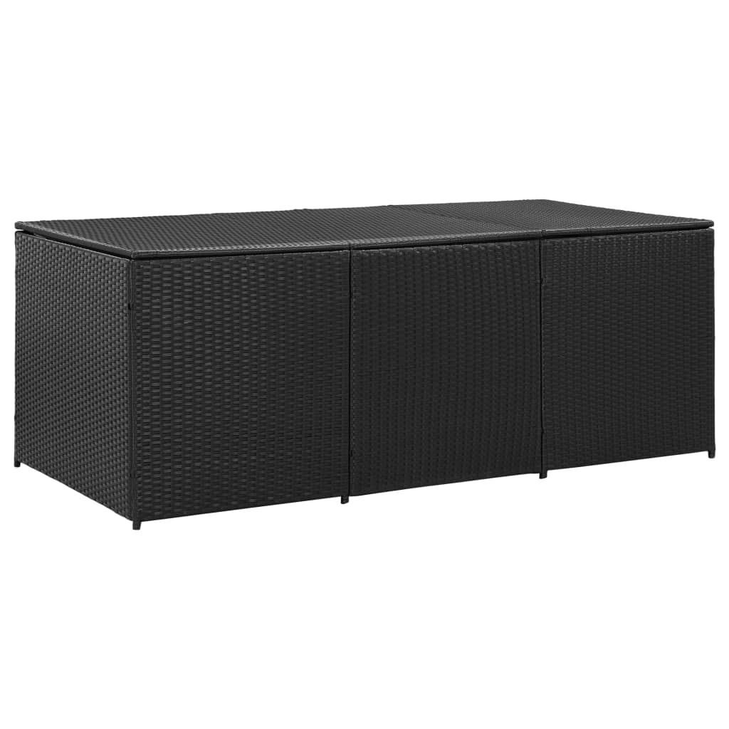 Garden Storage Box Poly Rattan Black - 180×90×70cm
