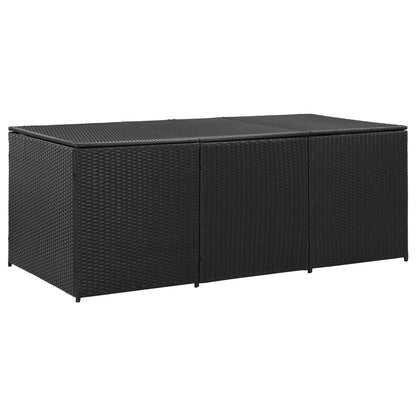 Garden Storage Box Poly Rattan Black - 180×90×70cm