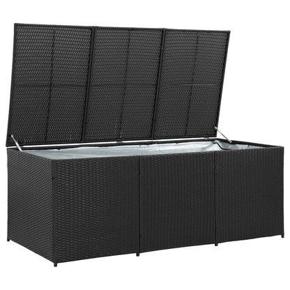 Garden Storage Box Poly Rattan Black - 180×90×70cm
