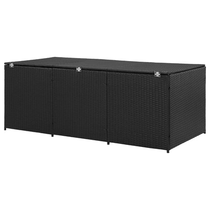 Garden Storage Box Poly Rattan Black - 180×90×70cm