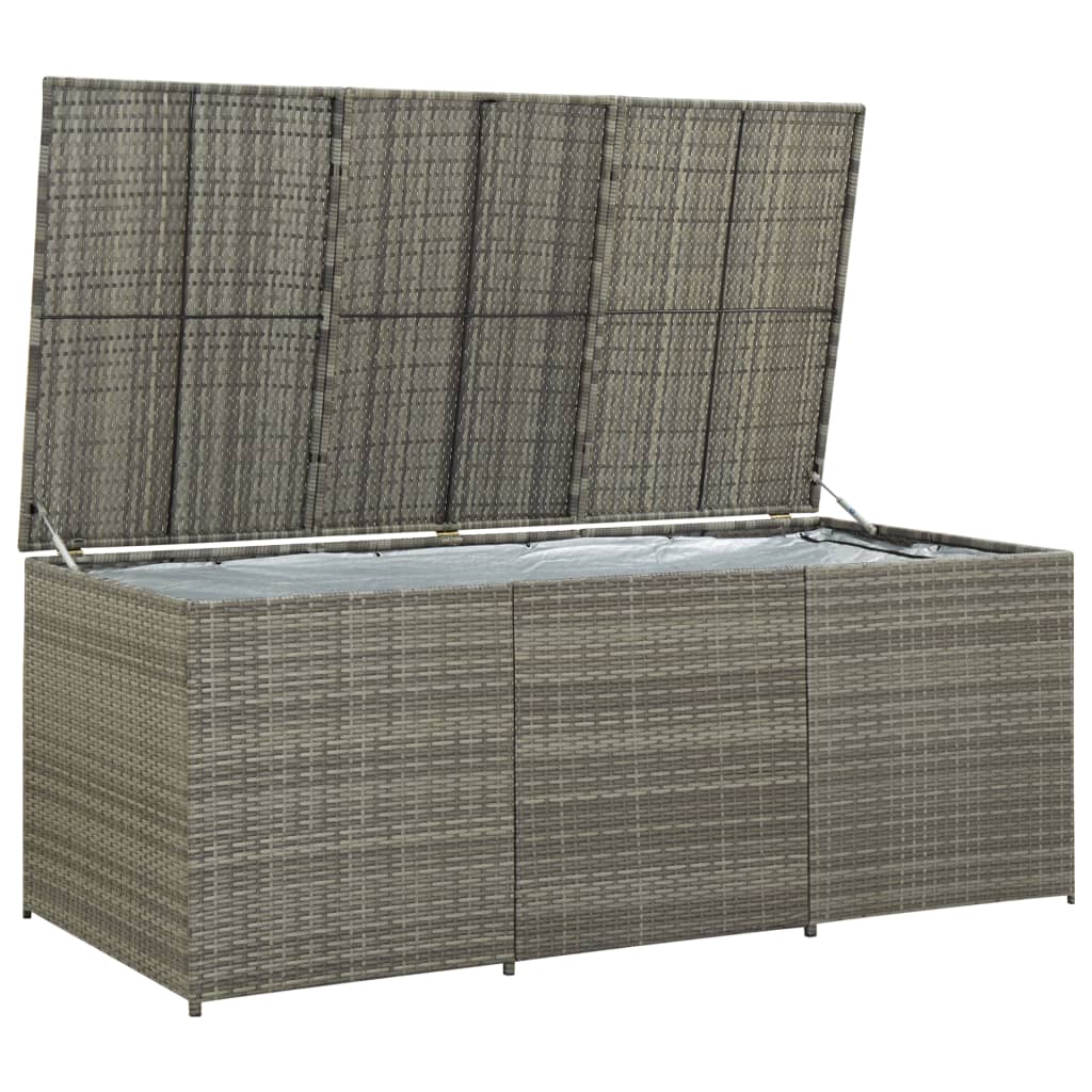 Garden Storage Box Poly Rattan Grey - 180×90×70cm