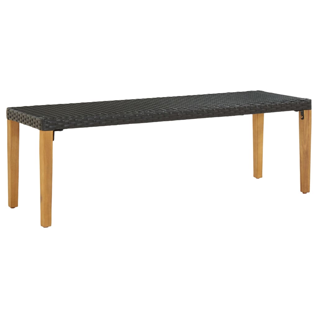 Garden Bench 80 cm Poly Rattan Black - 80×40×40cm