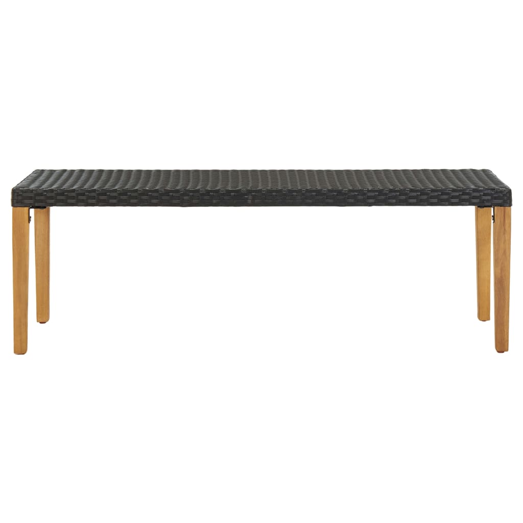 Garden Bench 80 cm Poly Rattan Black - 80×40×40cm