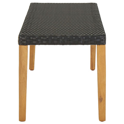 Garden Bench 80 cm Poly Rattan Black - 80×40×40cm