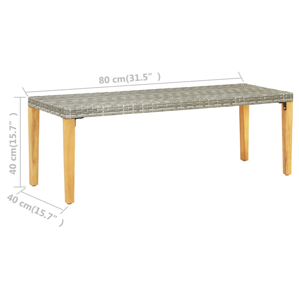 Garden Bench 80 cm Poly Rattan Grey - 80×40×40cm