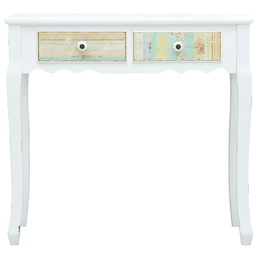 Console Table 2 Drawers MDF White