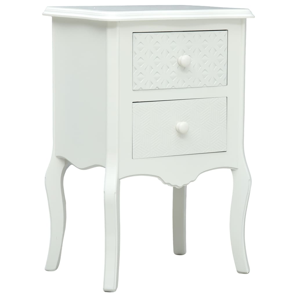 Bedside Cabinet White - 43×32×65cm
