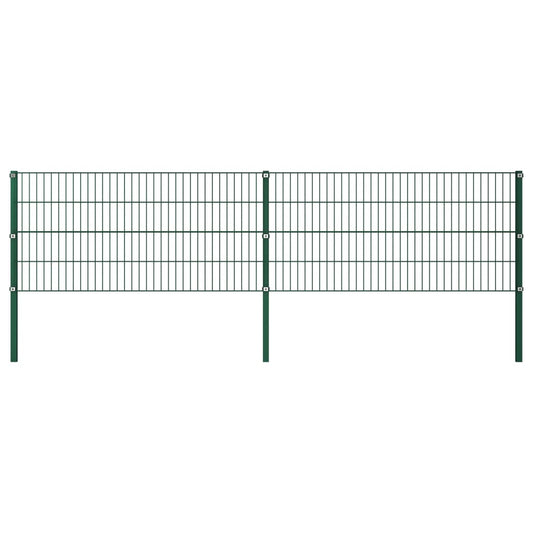 Fence Panel with Posts Iron 3.4 m Green