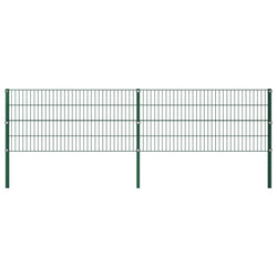 Fence Panel with Posts Iron 3.4 m Green