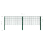 Fence Panel with Posts Iron 3.4 m Green