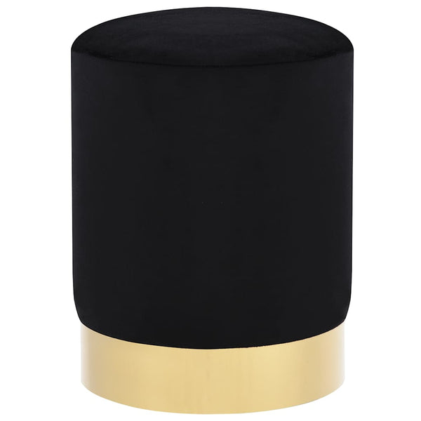  Black Gold Velvet Accent Stool Barrel Shape | HomeAndLiving