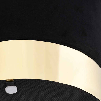 Black Gold Velvet Accent Stool Barrel Shape | HomeAndLiving