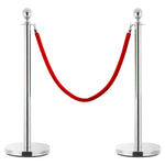 3 Piece VIP Queue Barrier Set Stainless Steel Silver