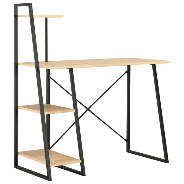  Desk with Shelving Unit Black and Oak