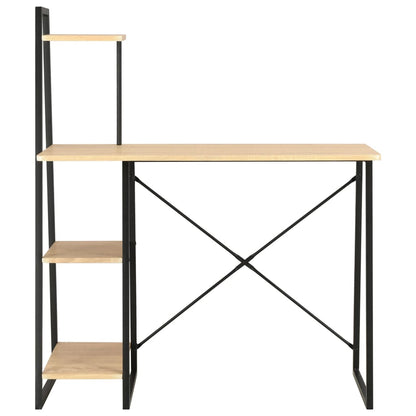 Desk with Shelving Unit Black and Oak
